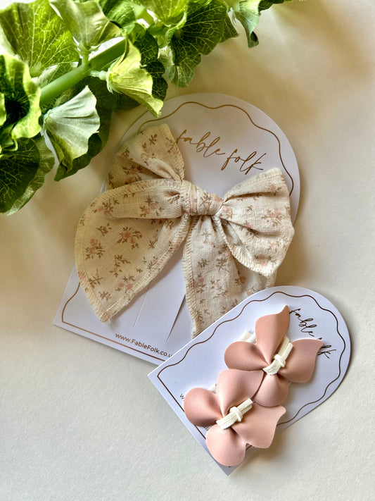 Faux Leather Butterfly Clips (2pk) - Soft Pink