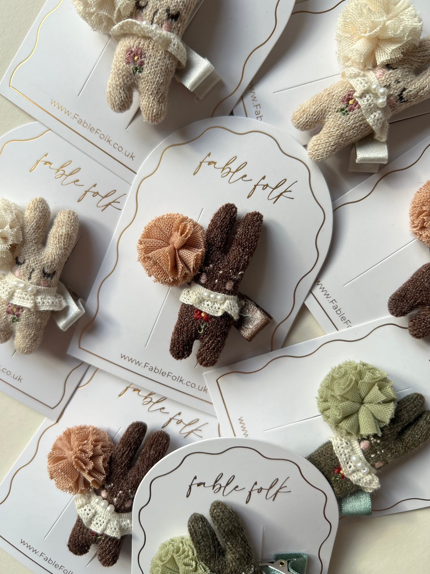 Knitted Bunny Hair Clip - Mocha Brown