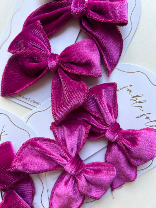 Mini Velvet Fable Bow (2pk) - Magenta