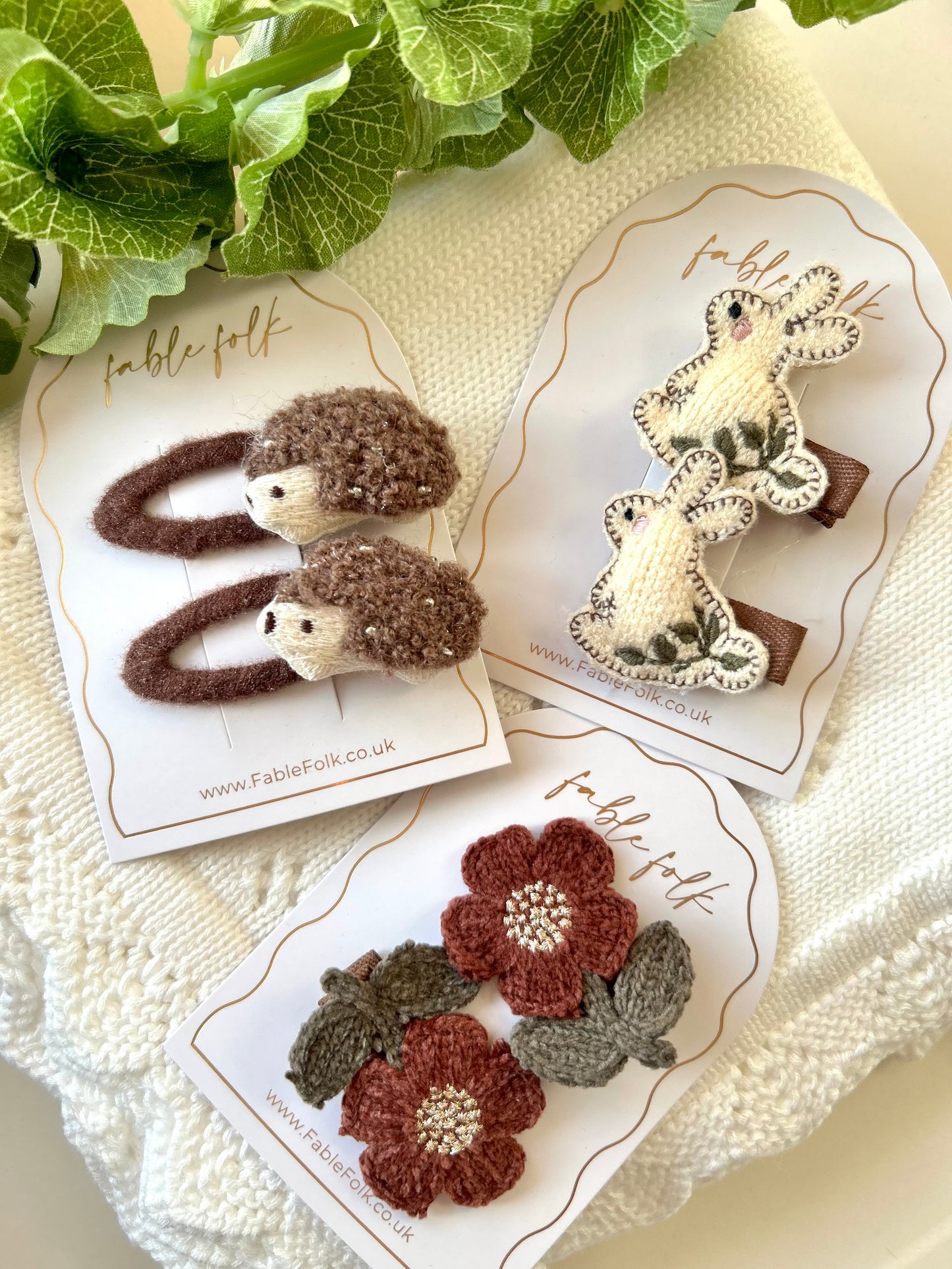 Embroidered Bunny Clips (2pk)