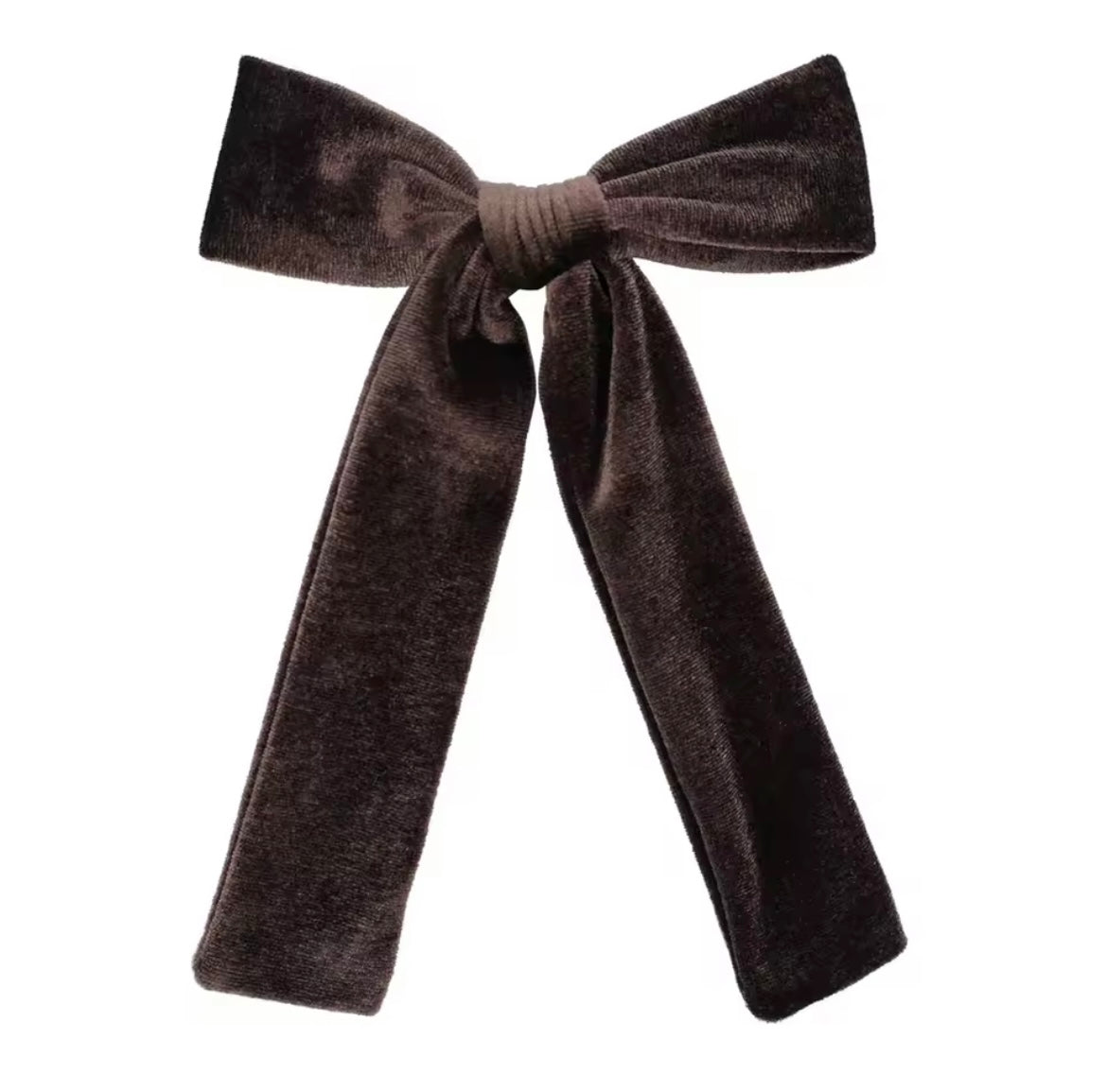 Velvet Long Tail Bow - Chocolate