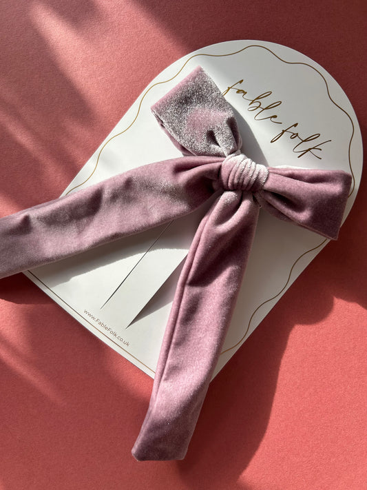 Velvet Long Tail Bow - Soft Violet