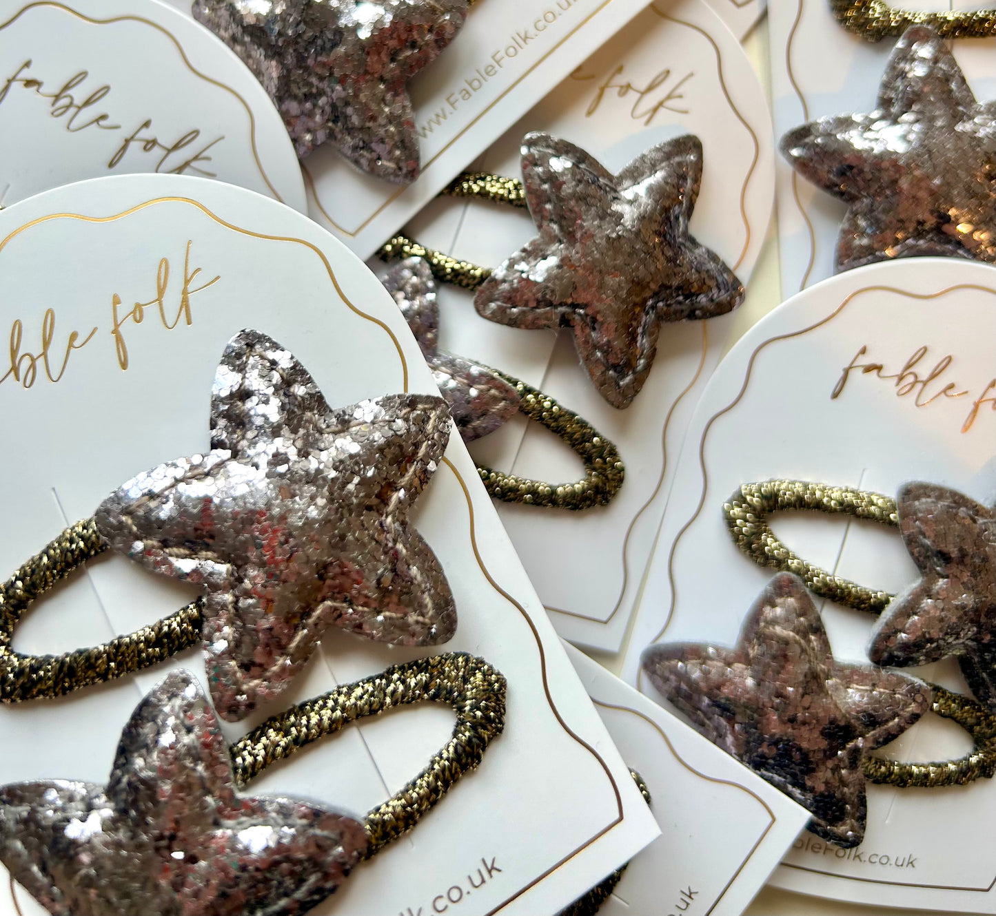 Sparkly Star Snap Clips (2pk) - Pewter