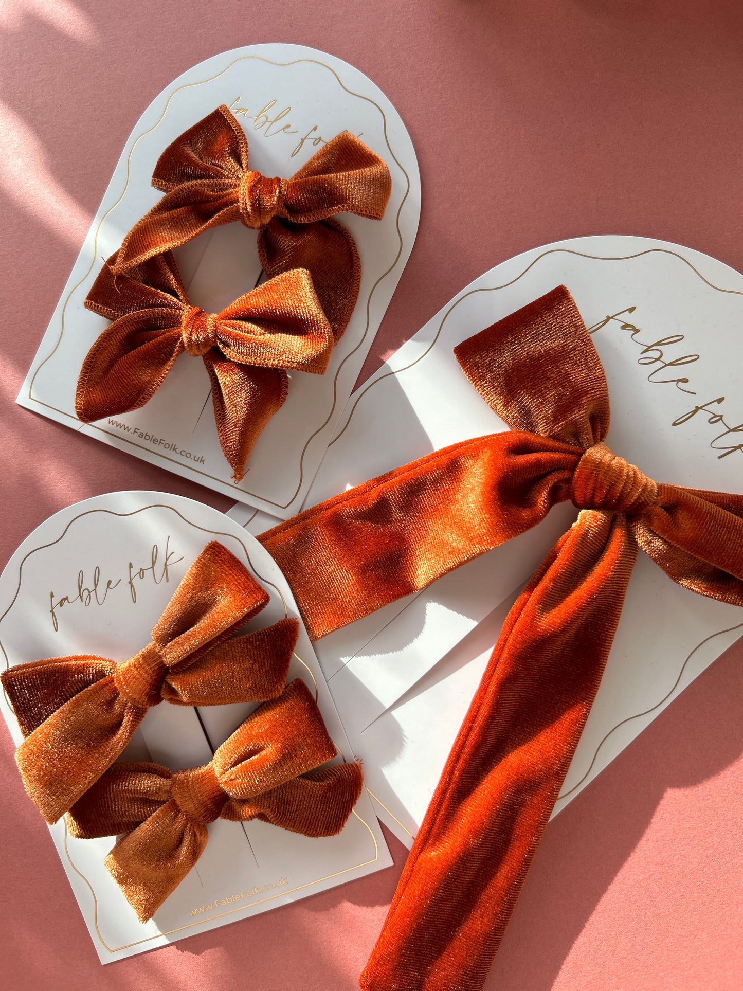 Velvet Long Tail Bow - Copper