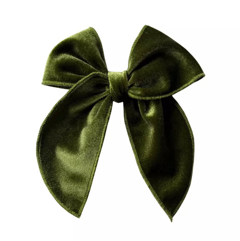 Large fable hair bow - Moss