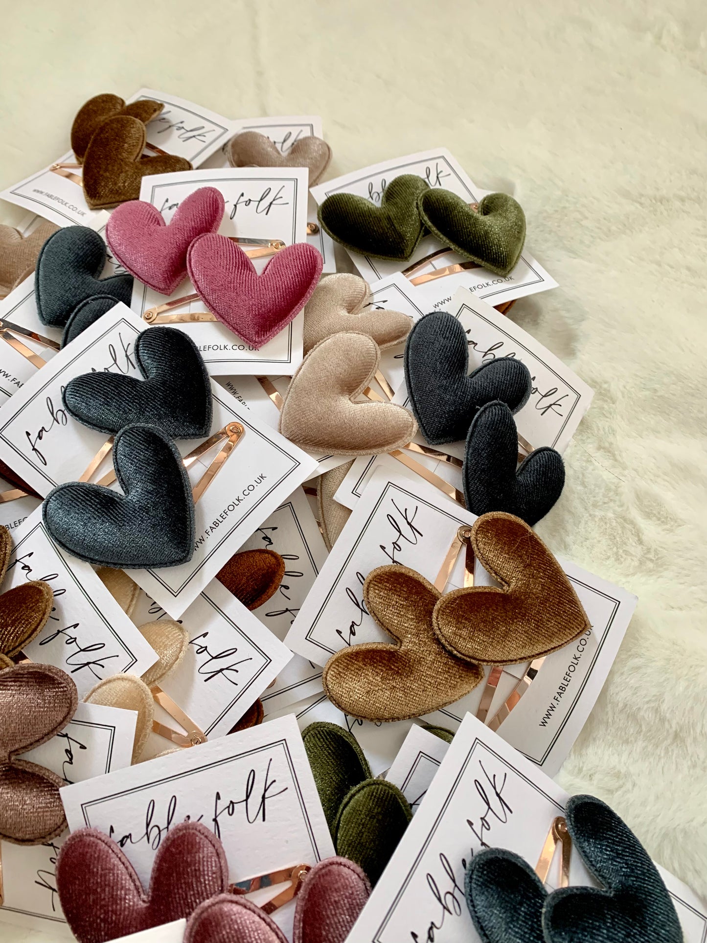 Velvet heart clip (2pk) - Ochre