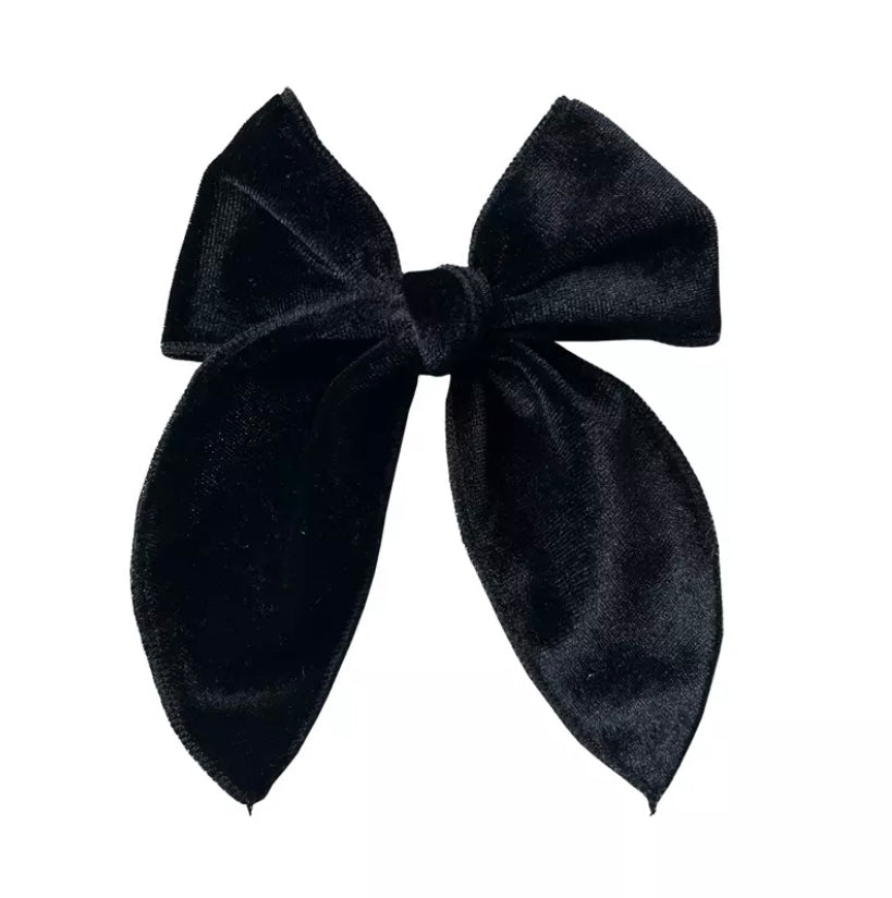 Large velvet fable bow - Black