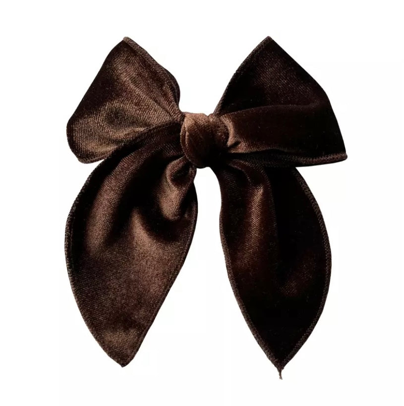 Large velvet fable bow - Chocolate