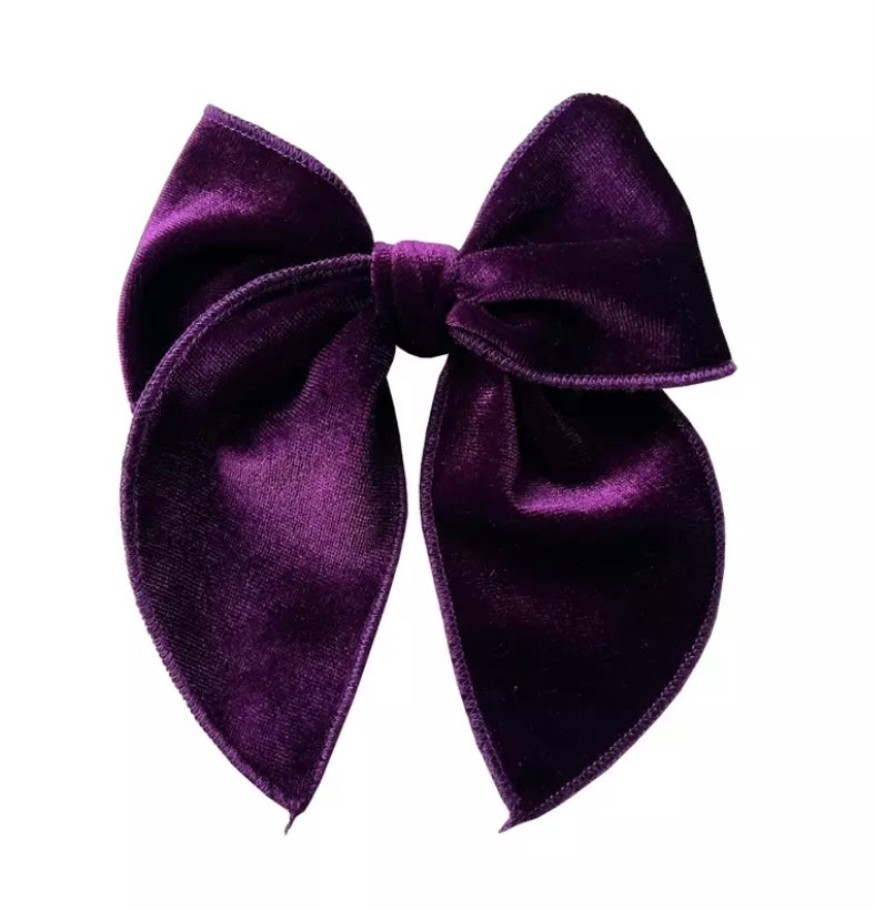 Large velvet fable bow - Deep Violet