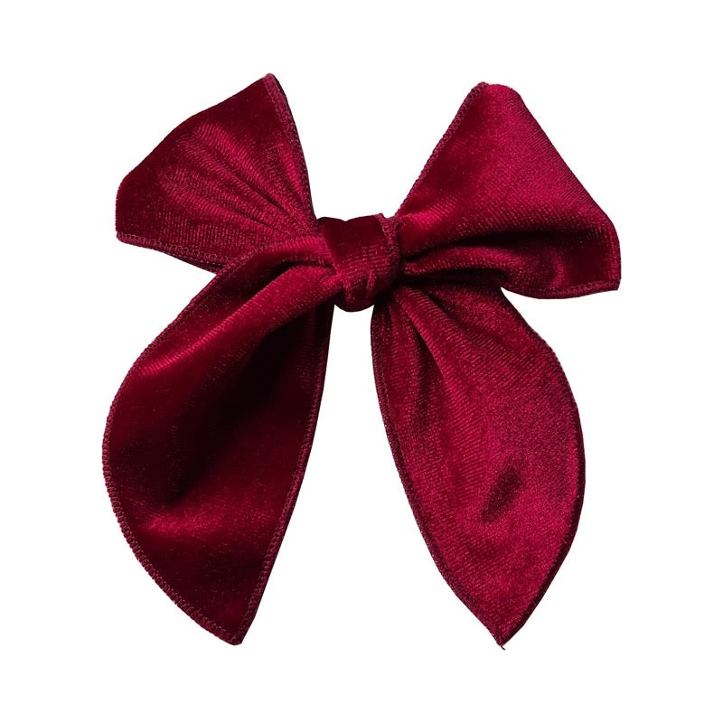 Large velvet fable bow - Wine Red