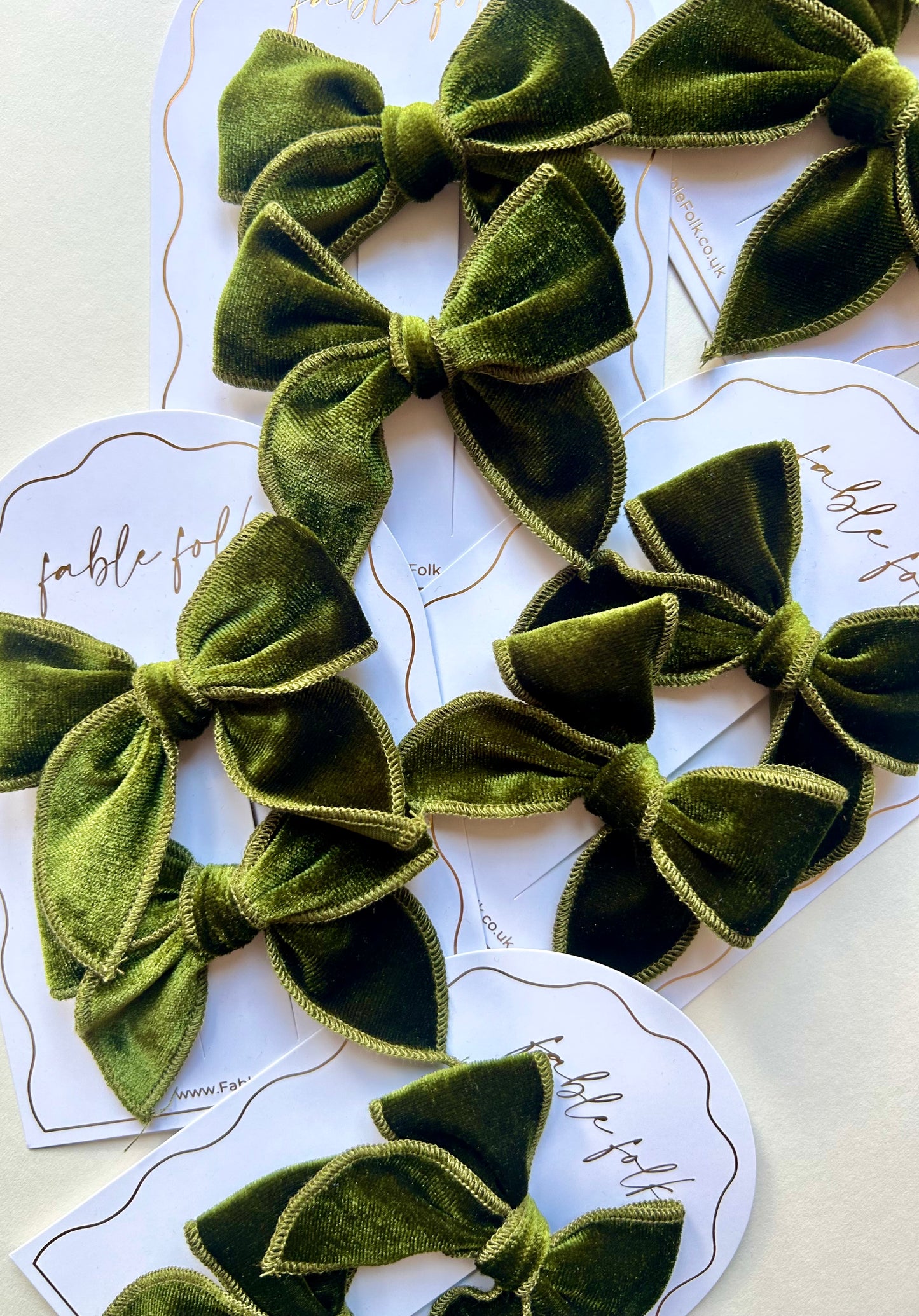 Mini Velvet Fable Bow (2pk) - Moss