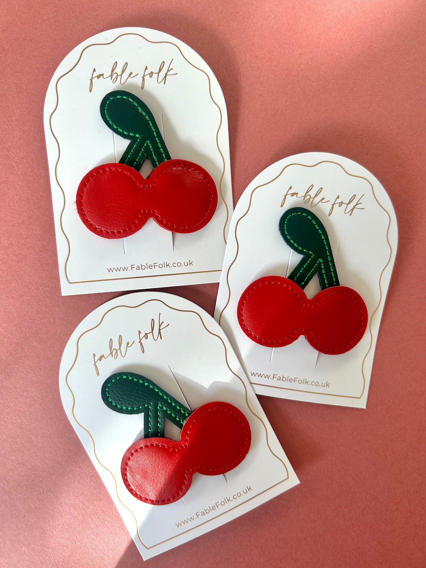 Faux Leather Cherry Snap Clip Single