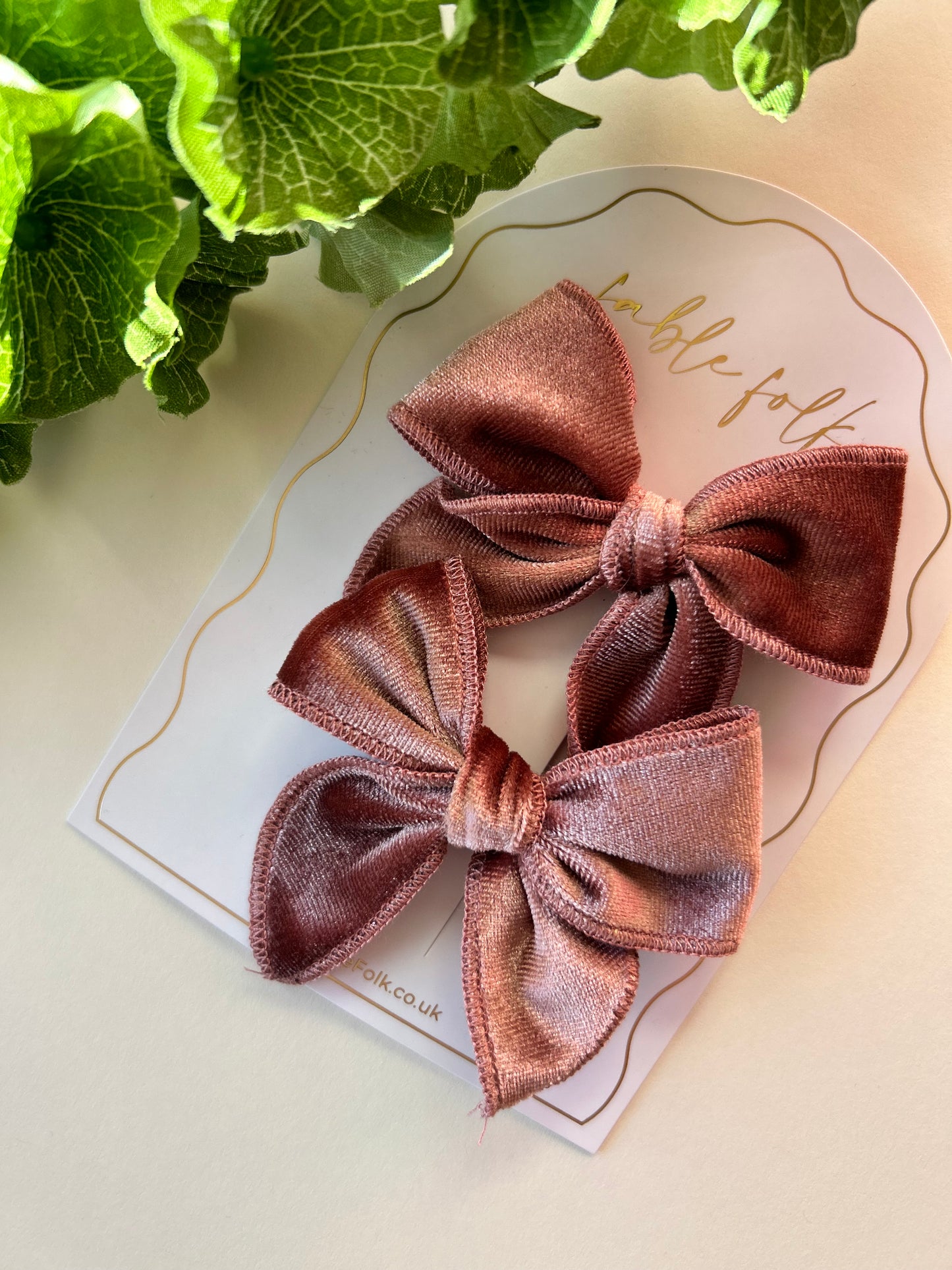 Mini Velvet Fable Bow (2pk) - Blush