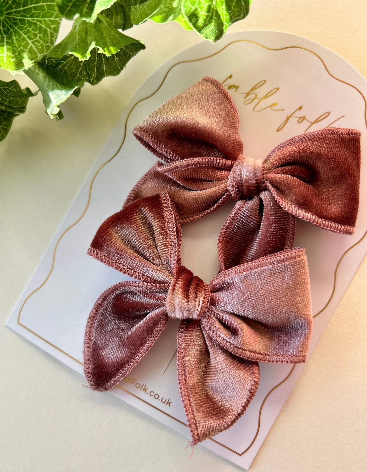 Mini Velvet Fable Bow (2pk) - Blush