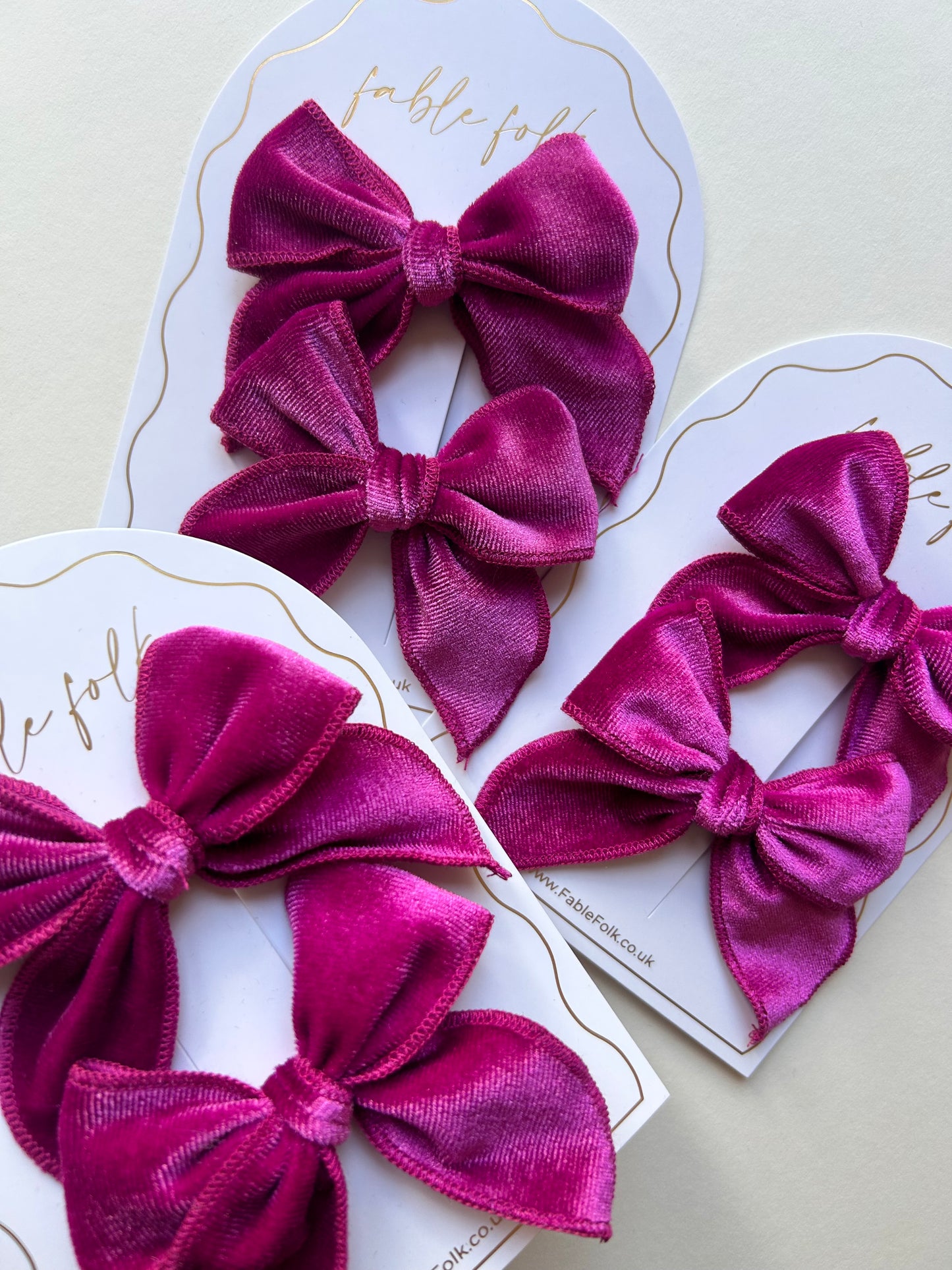 Mini Velvet Fable Bow (2pk) - Magenta