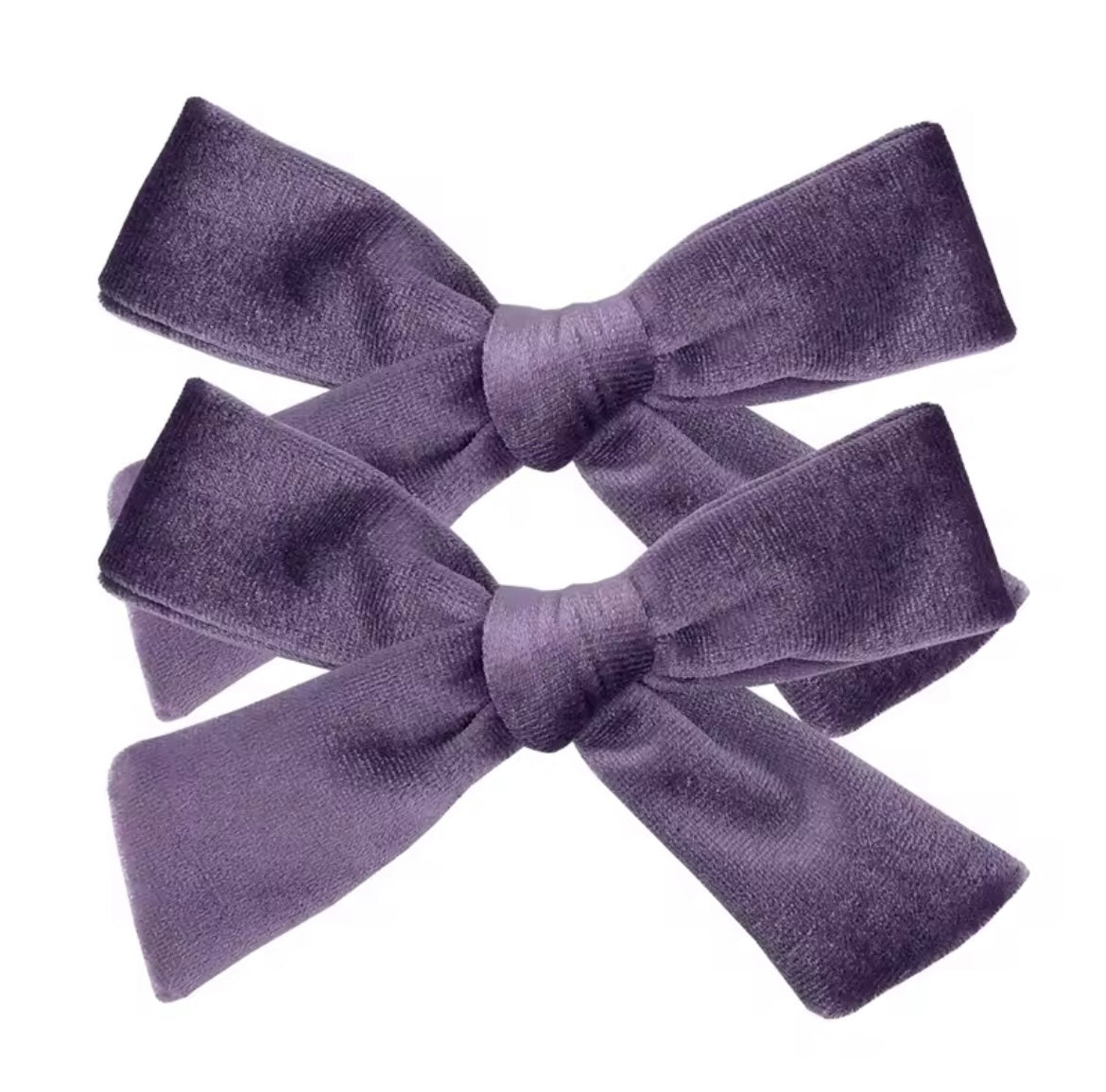 School girl velvet bow clip (2pk) - Soft Lavender