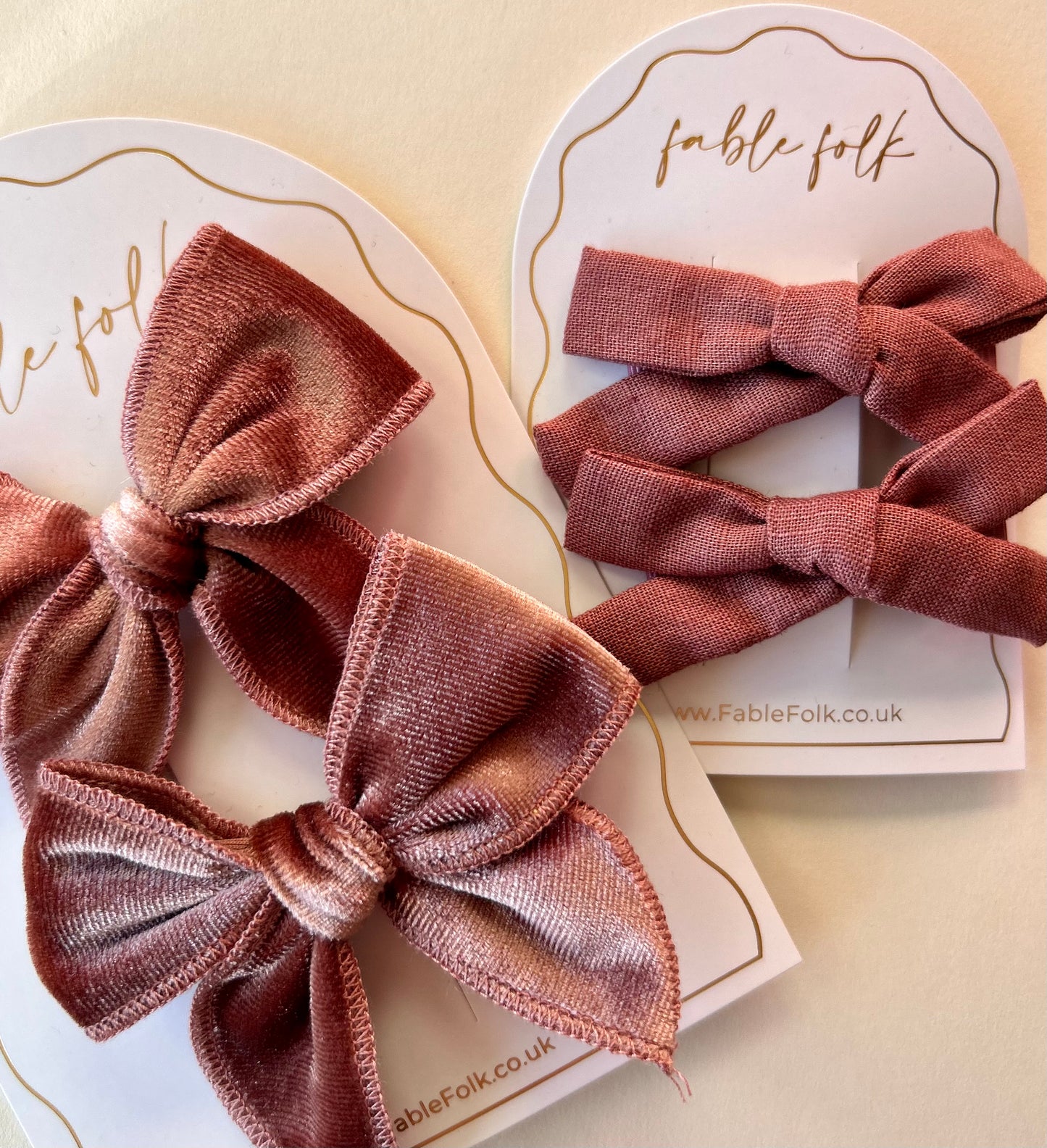 Linen School Girl Bow Clips (2pk) - Mauve Pink