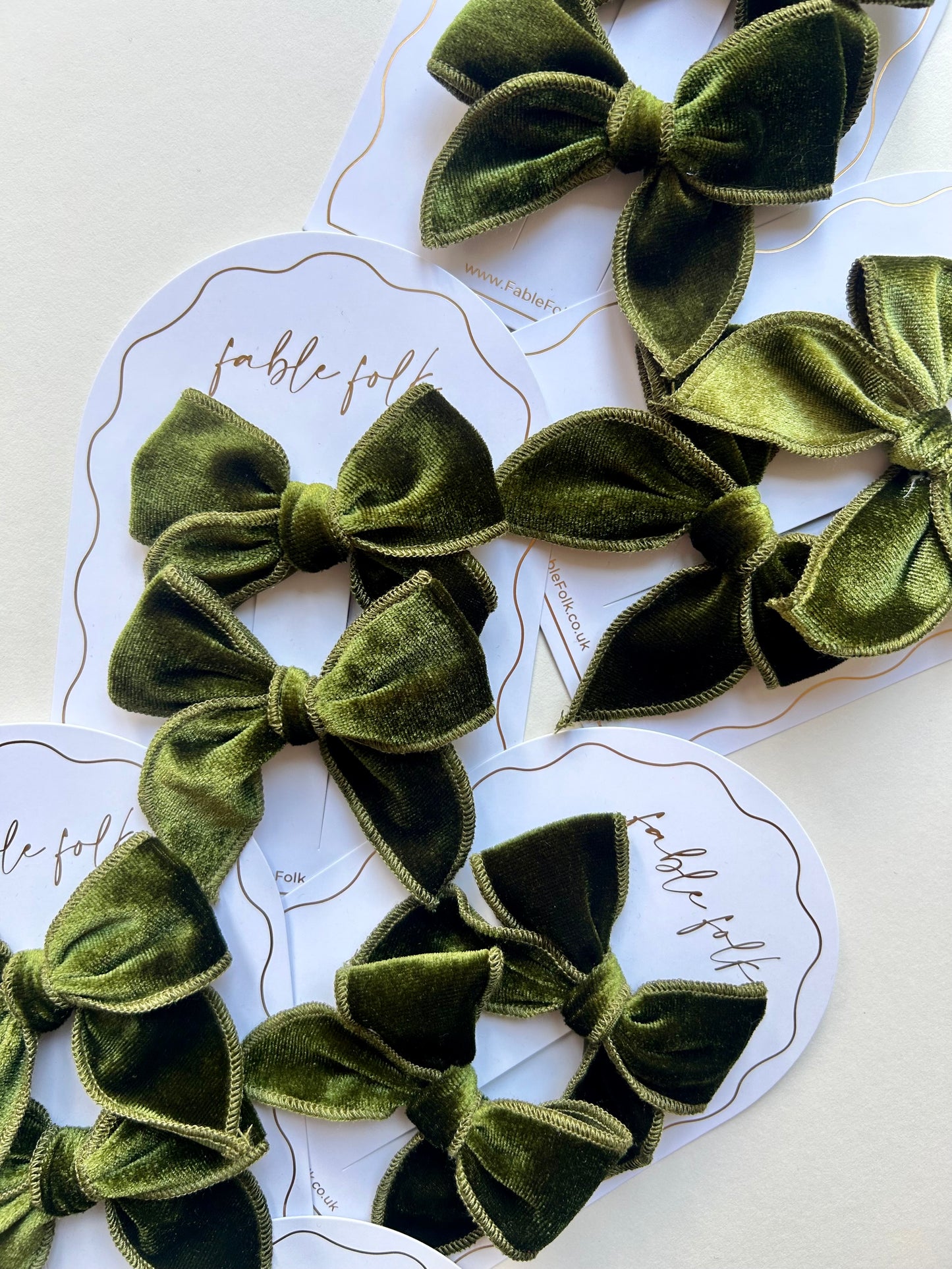 Mini Velvet Fable Bow (2pk) - Moss