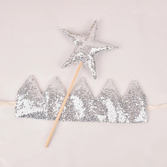 Sparkle crown and wand set - Silver