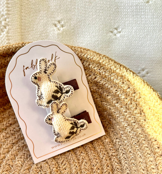 Embroidered Bunny Clips (2pk)