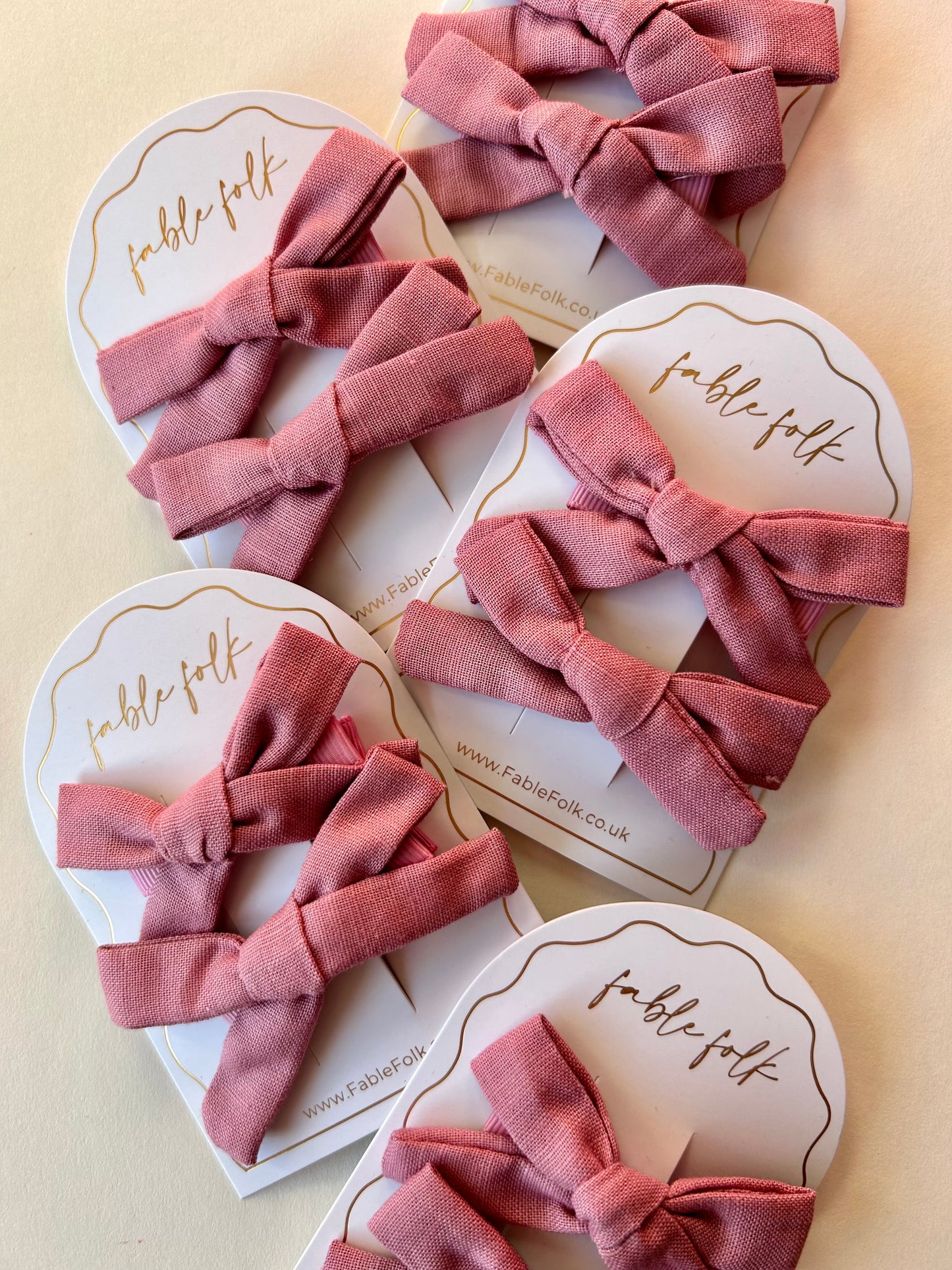 Linen School Girl Bow Clips (2pk) - Blush Pink