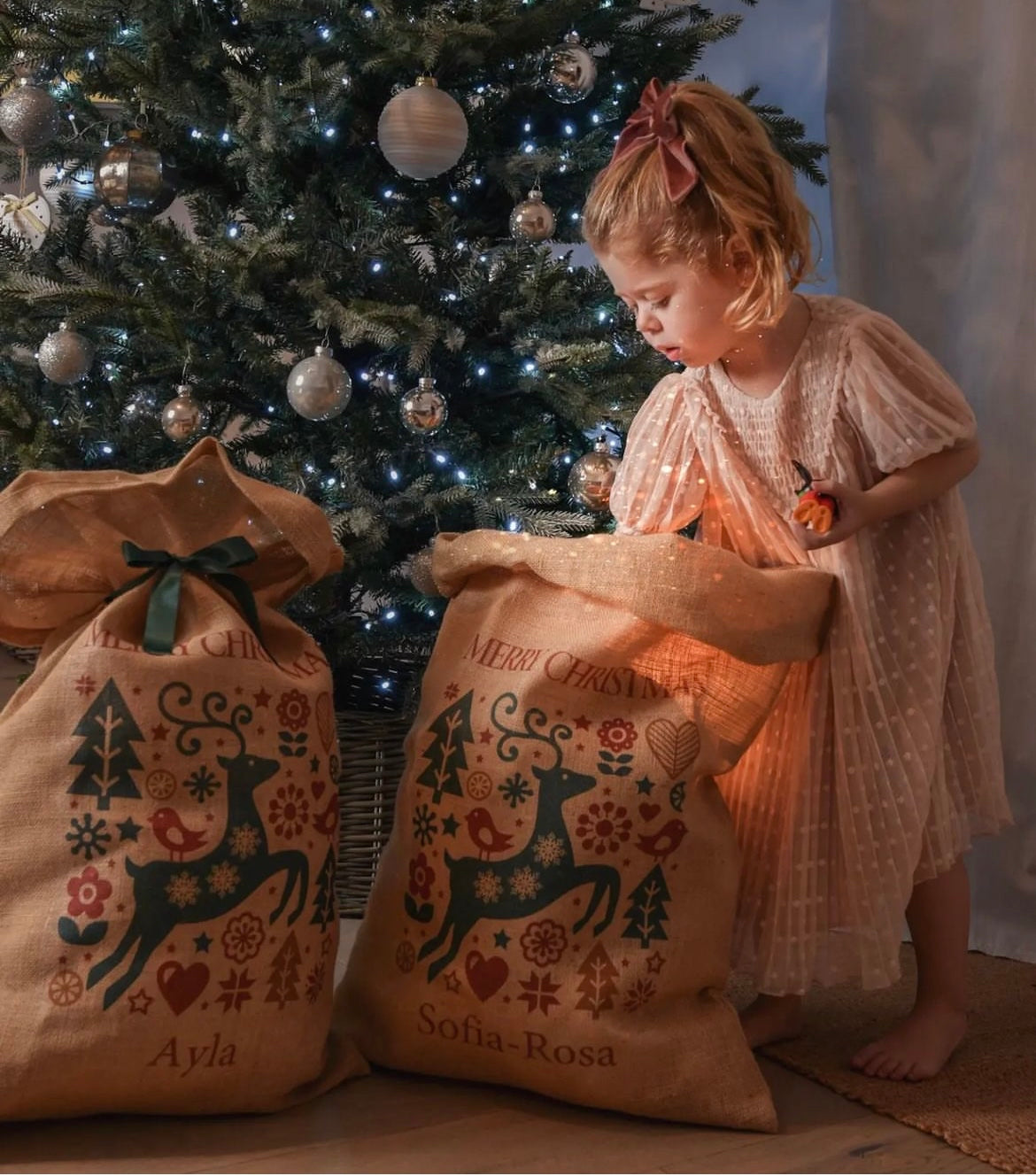 Large velvet fable bow - Blush