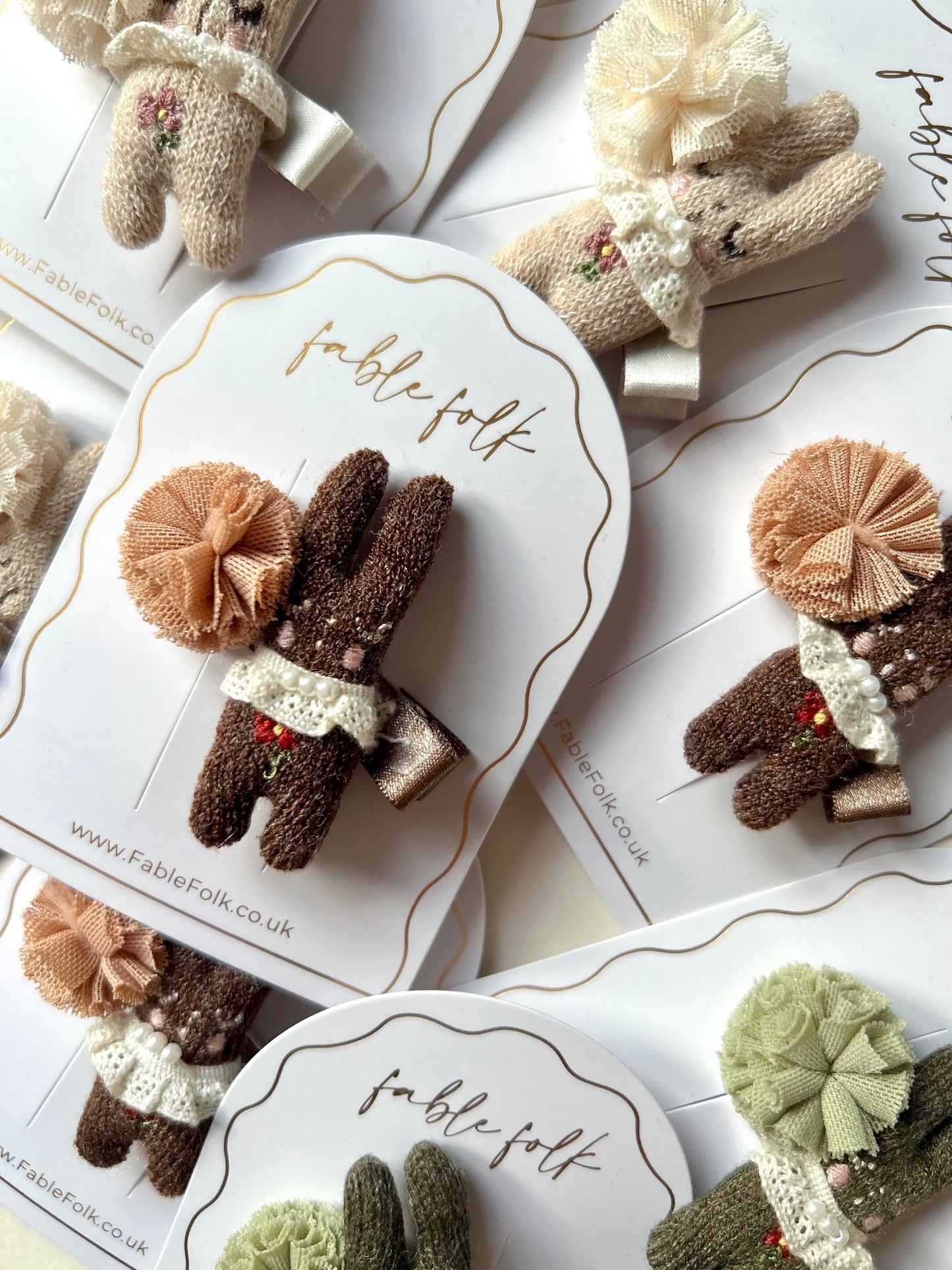 Knitted Bunny Hair Clip - Mocha Brown