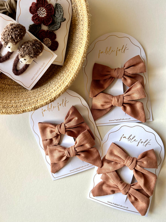 Classic Cotton Bows (2pk) - Terracotta