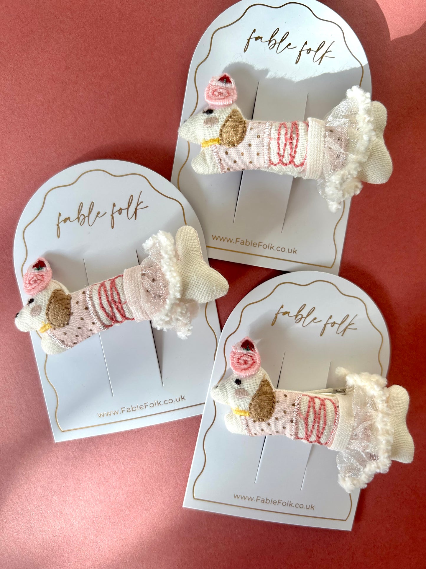 Single Handcrafted Sausage Dog Tutu Clip