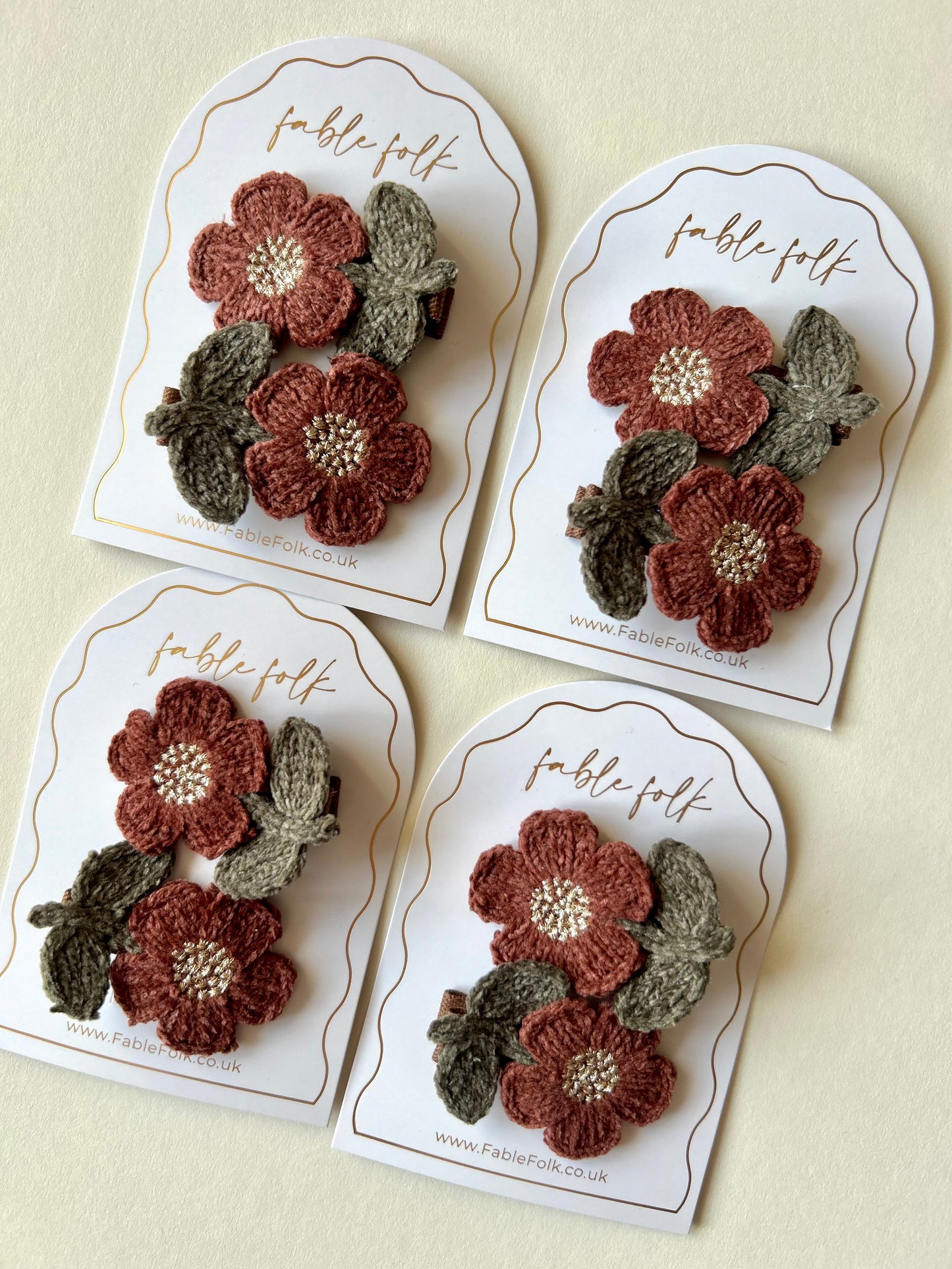 Knitted Autumn Flowers Clips (2pk)
