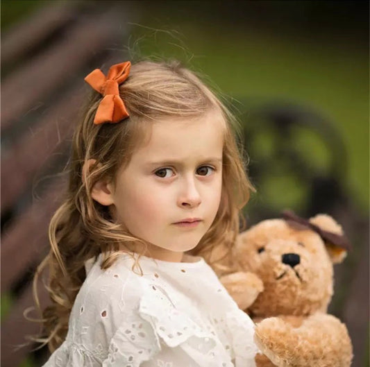 School girl velvet bow clip (2pk) - Copper