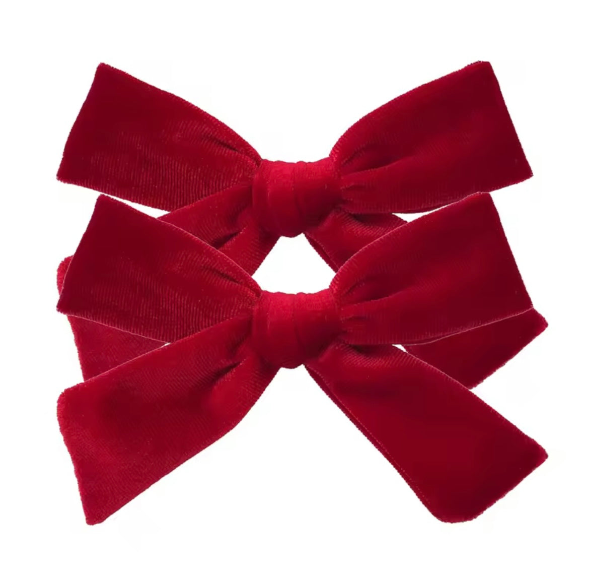 School girl velvet bow clip (2pk) - Ruby