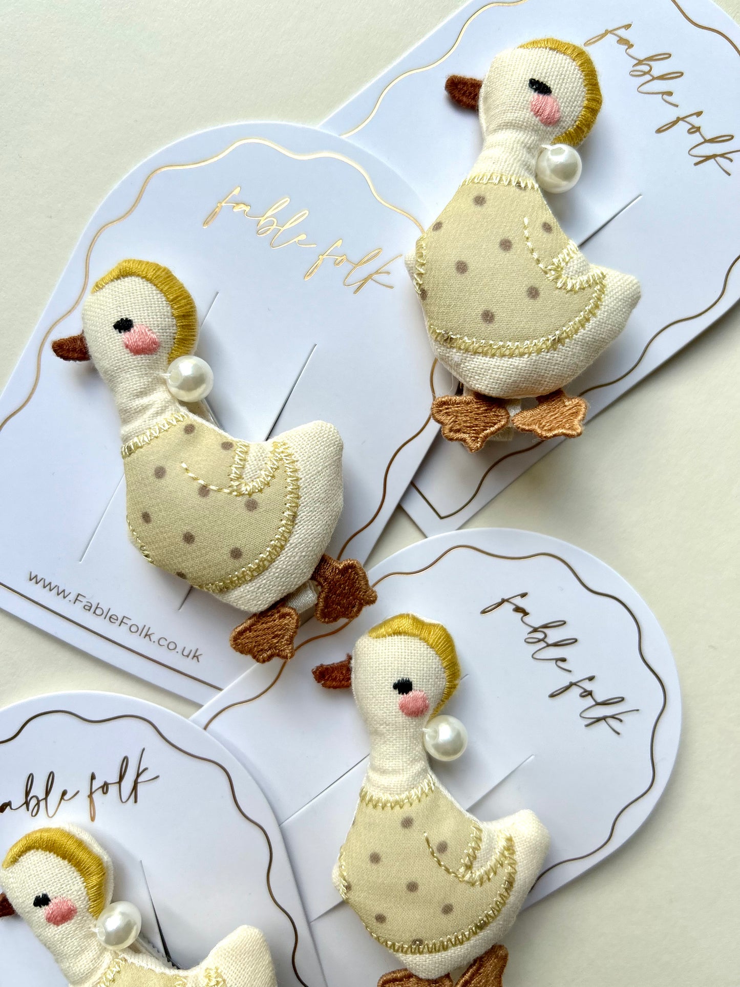 Handcrafted Embroidered Duck Single Hairclip