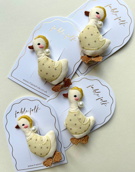 Handcrafted Embroidered Duck Single Hairclip