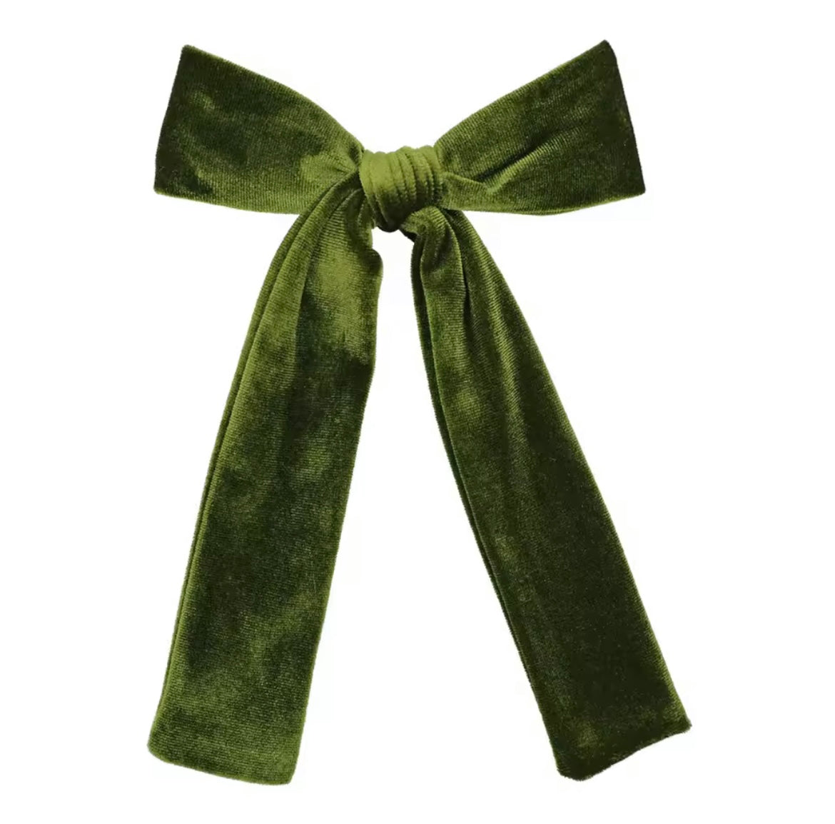 Velvet Long Tail Bow - Moss