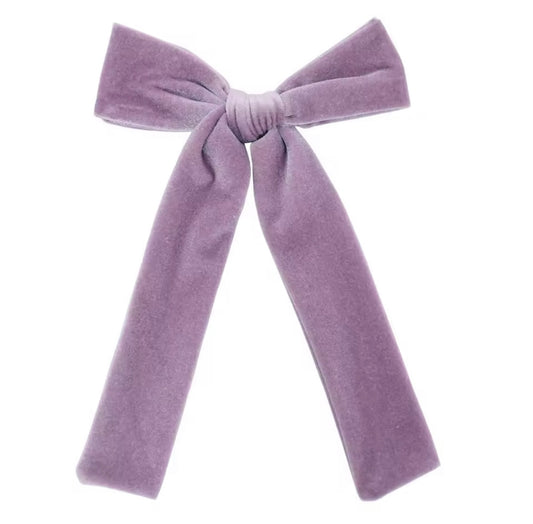 Velvet Long Tail Bow - Soft Violet