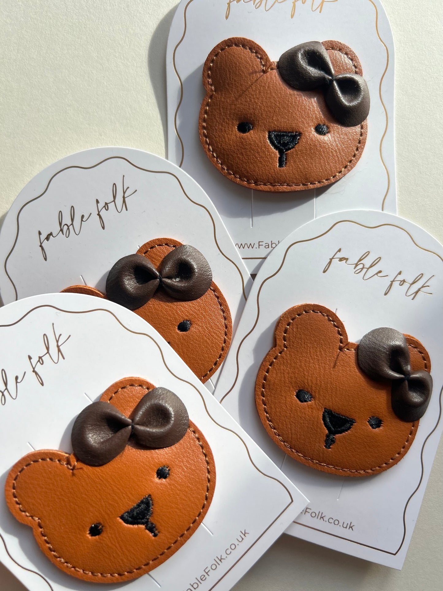 Faux Leather Bear Single Snap Clip