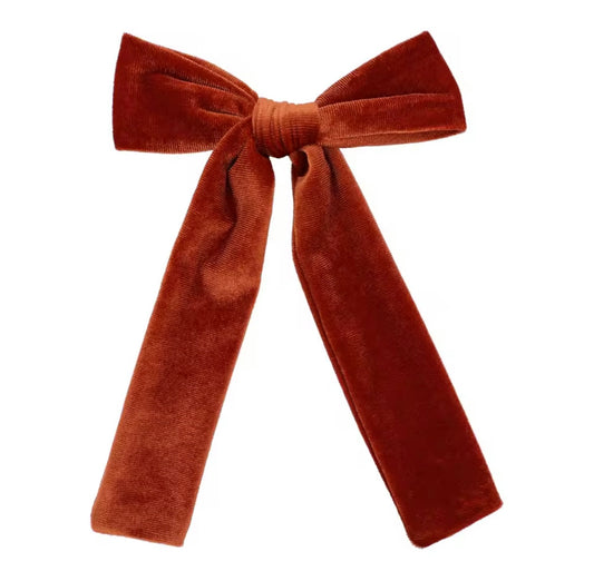 Velvet Long Tail Bow - Copper