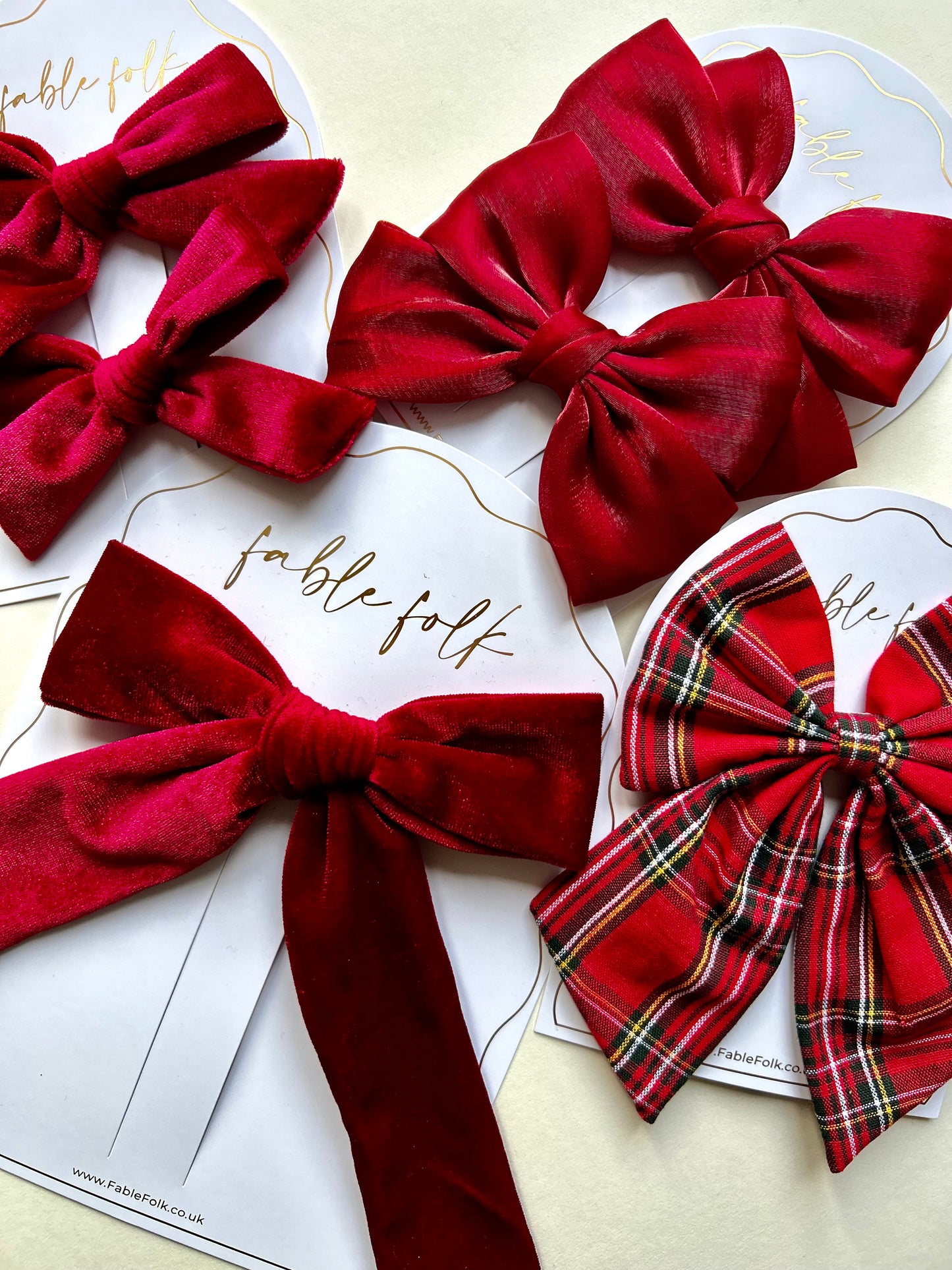 Velvet Long Tail Bow - Wine Red