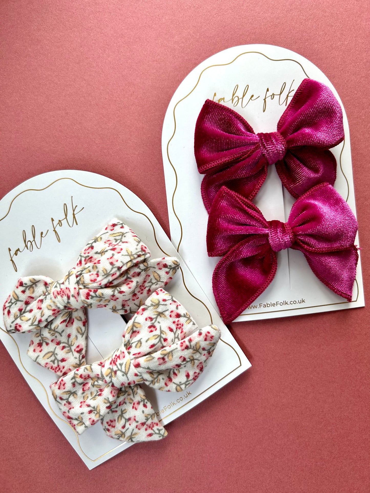 Pink Floral Bow Clips (2pk)