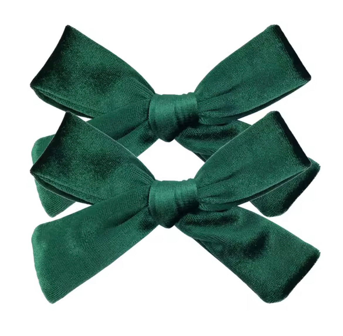 School girl velvet bow clip (2pk) - Emerald