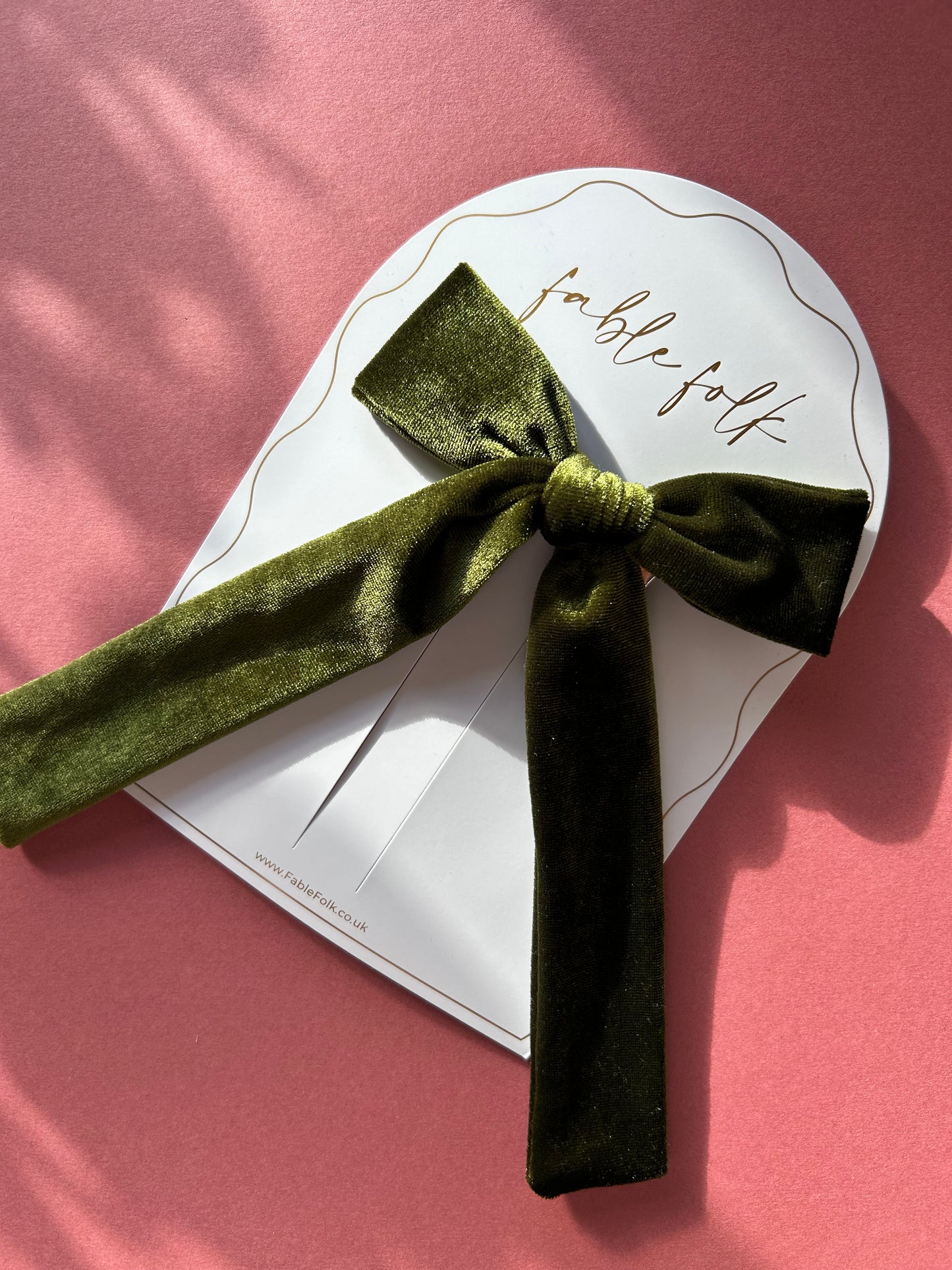 Velvet Long Tail Bow - Moss