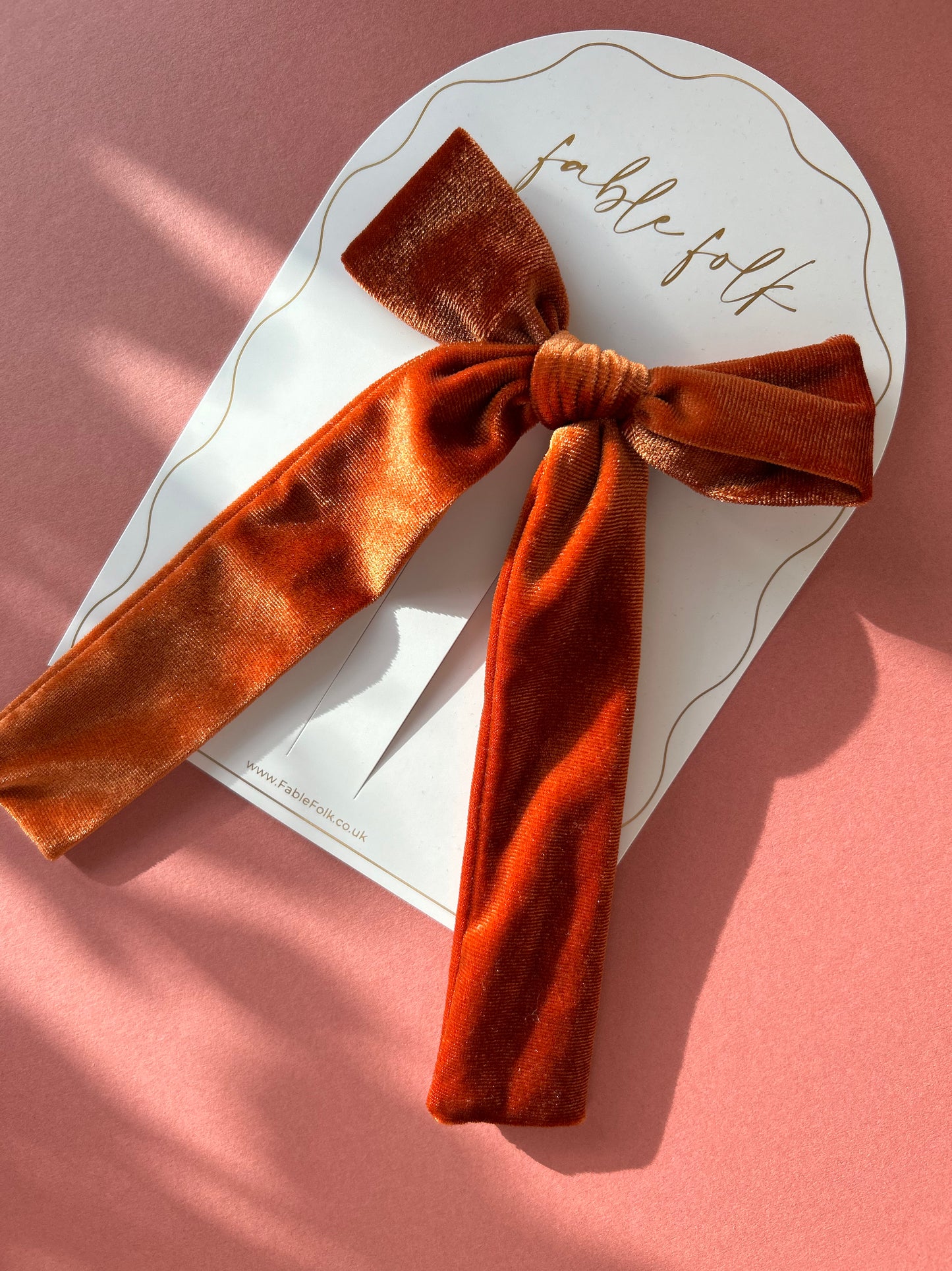 Velvet Long Tail Bow - Copper