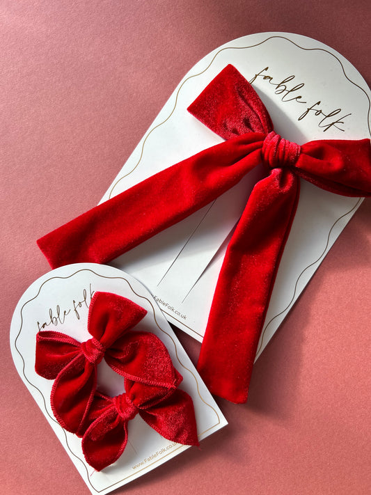 Velvet Long Tail Bow - Ruby Slippers