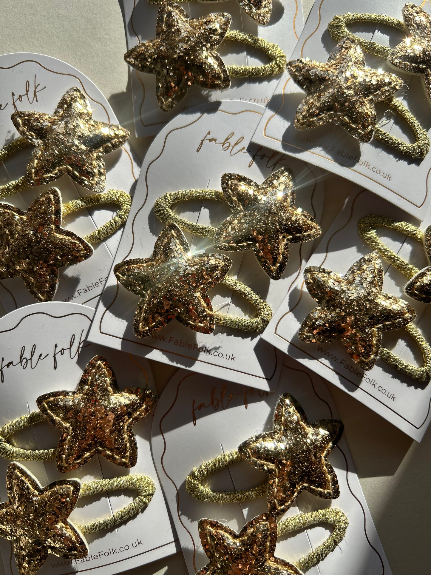Sparkly Star Snap Clips (2pk) - Gold