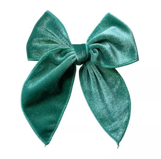 Large velvet fable bow - Aqua