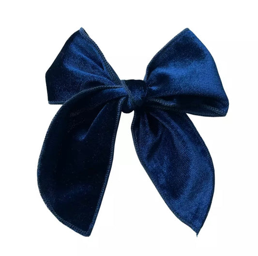 Large velvet fable bow - Royal Blue