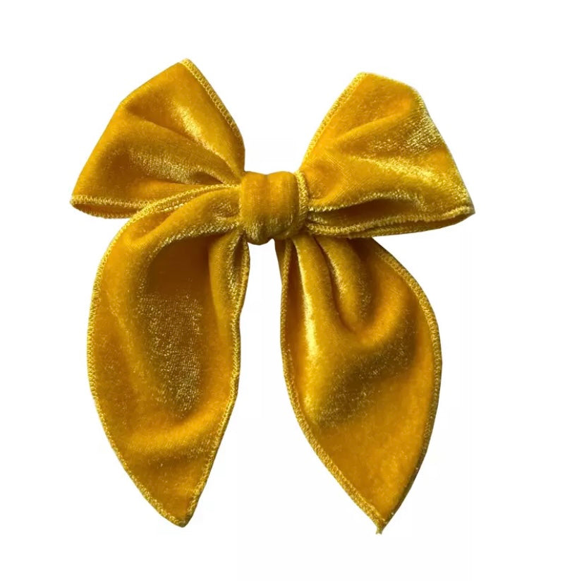 Large velvet fable bow - Canary