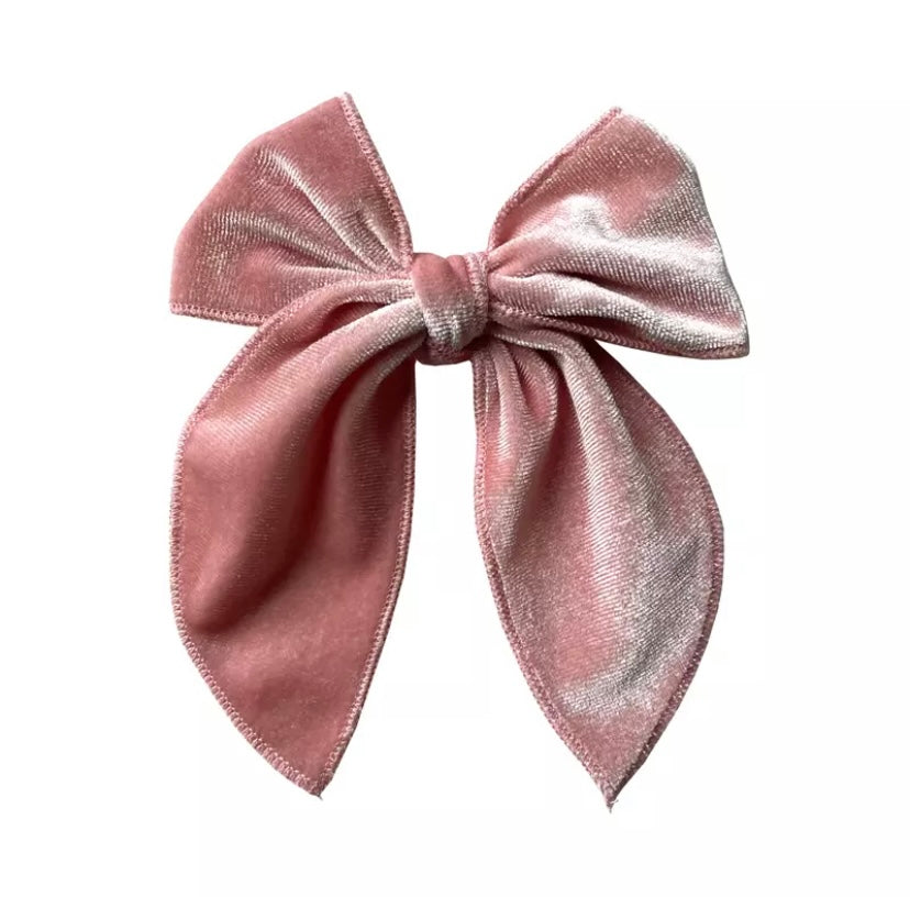 Large velvet fable bow - Soft pink