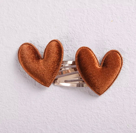 Velvet heart clip (2pk) - Rust